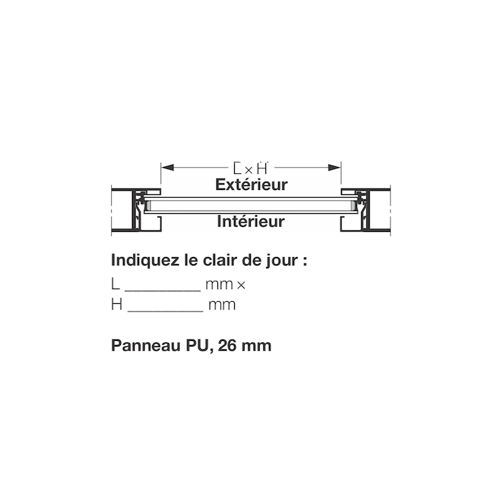 Panneau PU 26mm Aluminium anodisé lisse XU Hormann Référence 3095235