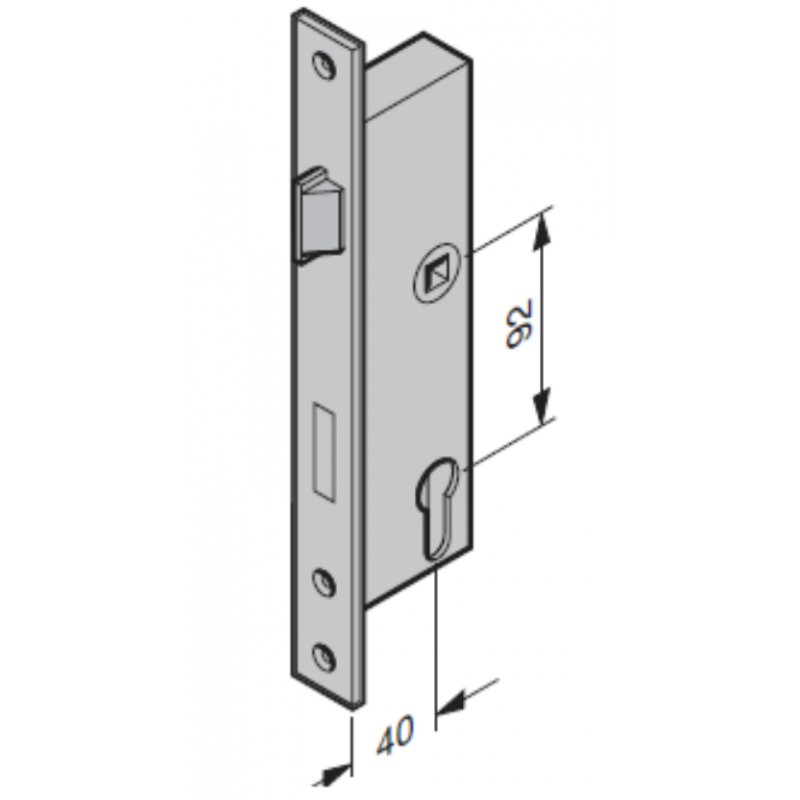 Serrure encastrée à profilé tubulaire anti panique CP Fonction B KFV Hormann Référence 3095110 - 3102702